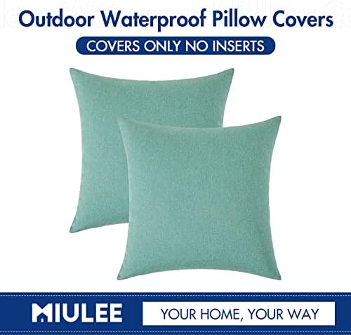 MIULEE Decorative Outdoor Pillow Covers Euro Waterproof 22x22 Teal - Image 6