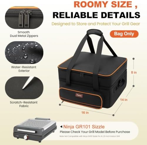 Grill Carrying Bag Compatible with Ninja GR101, Double-Layer Storage Case - Image 2