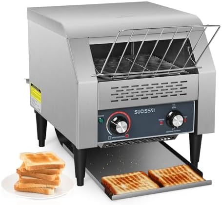 Commercial Toaster 300 Slices/Hour Industrial Conveyor Toaster 1900W Stainless Steel Restaurant Toasters for Croissants Toast Bun Bagel Bread by SUCISENI