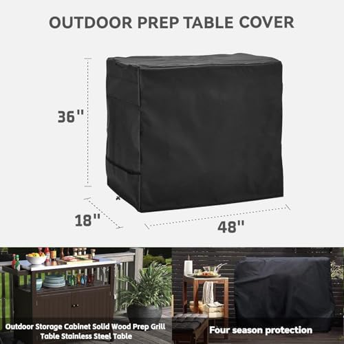 Outdoor Prep Table Cover for Outdoor Wicker Bar Cart, Black - Image 2