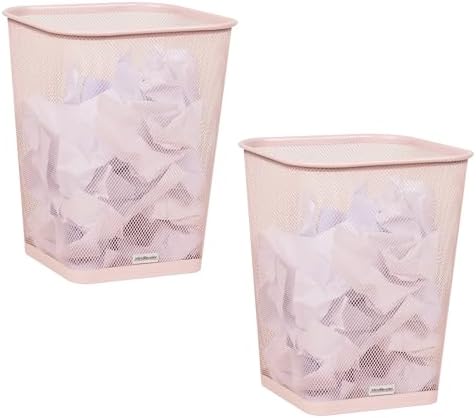 Mind Reader Mesh Trash Can, Pink, 5 Gallon, Set of 2 by MindReader