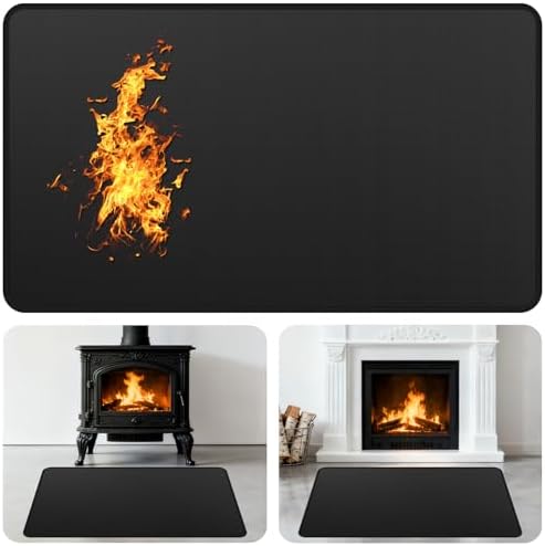 Fireplace Mat Fireproof, 39 x 25 Inch Hearth Rugs for Fireplaces Fire Resistant, Indoor Fire Pit Wood Stove Pads, Outdoor Under Grill Mats, Protect Floors and Decks from Sparks Embers by GRIBUDDY
