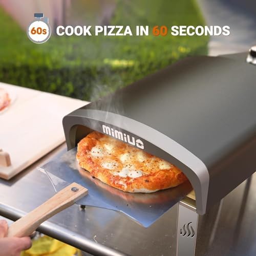 Mimiuo Manual-Rotate Gas Pizza Oven Outdoor – 60 Sec Bake, w/Stone & Peel - Image 3