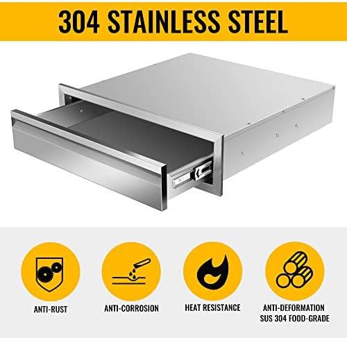 Outdoor Kitchen Drawers 24" W x 6.5" H x 23" D Inch Stainless Steel Flush Mount BBQ Single Drawers for Outdoor Kitchen Island, or Patio Grill Station - Image 3