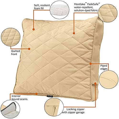 Classic Accessories Montlake FadeSafe FadeSafe Patio Chair/Loveseat Back Quilted Cushion, 25 x 22 x 4 Inch, Chamomile - Image 3