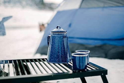 Stansport Enamel Percolator Coffee Pot & 4 Mug Set (11230),Blue - Image 4