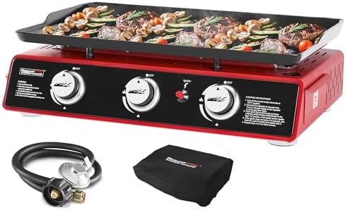 Royal Gourmet PD1301R 3-Burner Tabletop Propane Gas Griddle with Cover by RoyalGourmetCorp
