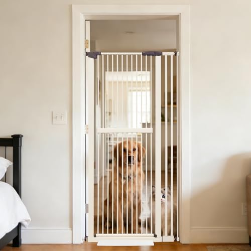 Lumizone 61.02" Extra Tall Pet Gate for Cat Dog 30.12"-38.38" Wide Cream by Lumizone