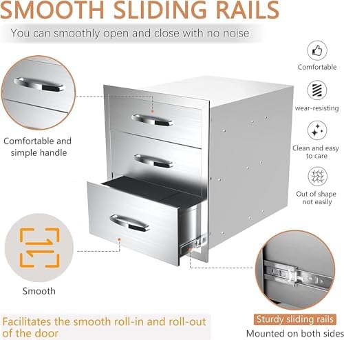 Outdoor Kitchen Triple Drawers 18"W x 21"H x 23"D - Image 5