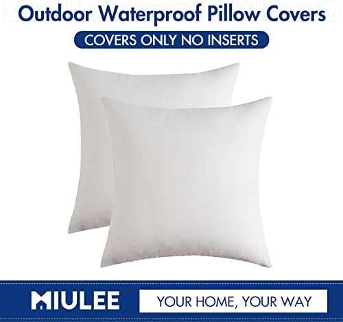 MIULEE Decorative Outdoor Pillow Covers Euro Waterproof 24x24 White - Image 6