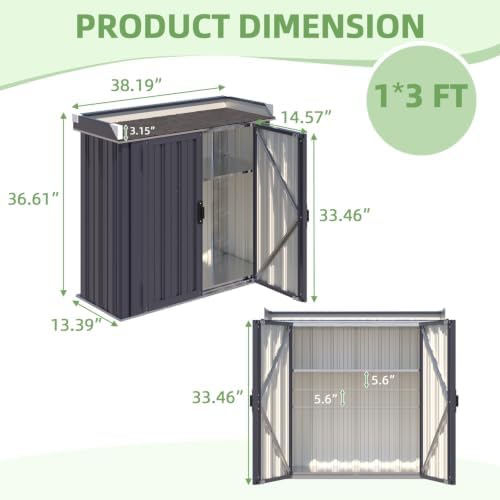 AECOJOY Outdoor Storage Cabinet Waterproof with Floor & Adjustable Shelves - Image 2