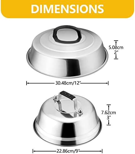 Leonyo 12IN&9IN Stainless Steel Griddle Basting Cover Dome, 4 Pack - Image 2