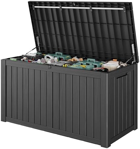 Outdoor Storage Waterproof Deck Box for Patio (160 Gallon, Black) by Unknown