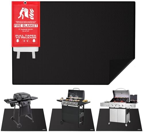 76x52 inch Grill Mat for Blackstone,Fire Pit Mat with Fire Blanket by JHSafer