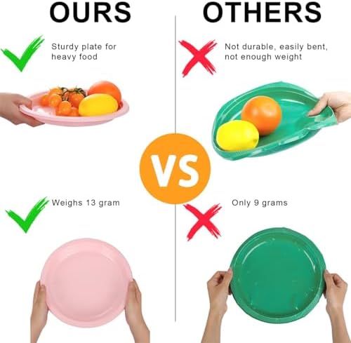 WELLIFE Pink Plastic Plates 7 Inch 50 Count - Image 7