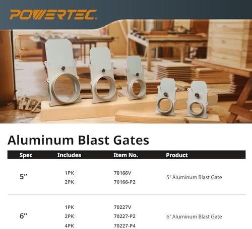 POWERTEC 70227-P2 6-Inch Aluminum Blast Gate for Dust Collector, Dust Collection Fittings, 2 PK - Image 7