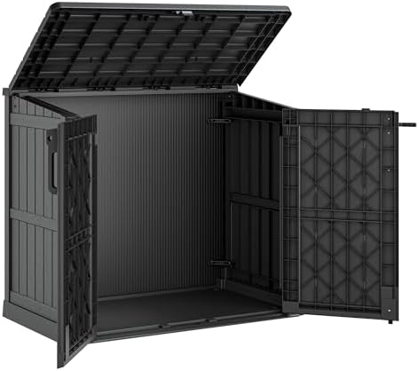 LHBcraft Outdoor Storage Cabinet 36 Cu Ft with Lockable Doors, Portable Horizontal Resin Storage Shed - Easy to Assemble, Waterproof Small Storage Shed with Floor Black by LHBcraft-US