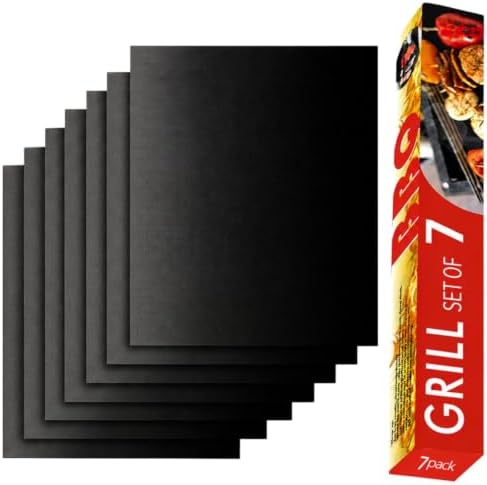 Grill Mats for Outdoor Gas Grill, Set of 7, Black by Renook