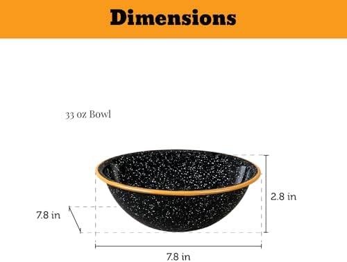 Granite Ware 12-Piece Outdoor Set, Enameled Steel, Perfect for Camping & Picnics - Speckled Black with Color Rim - Image 5