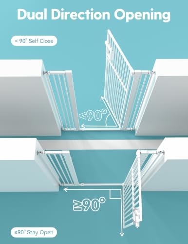 No Pawblems 55" Extra Tall Pet Gate, 29"-43" Wide Dog Gate Indoor, White - Image 5
