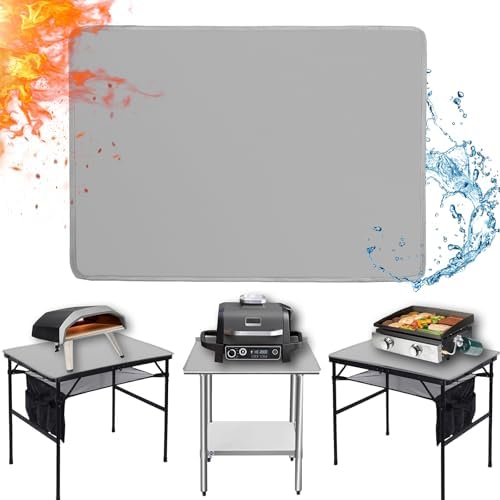 Heat Resistant Mats for Countertop fits Tabletop Grill, 31x24x0.02in, Grey by Amerbro