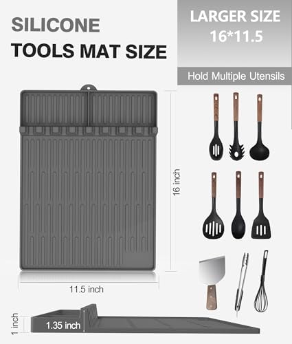 Silicone Grill Mat for Blackstone Griddle Accessories, 8-Slot Tool Mat - Image 3