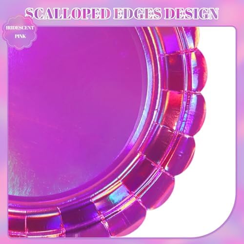 NatNarr 30 Pk Iridescent Pink Plates 9" Halloween Dessert Cake Plates - Image 3