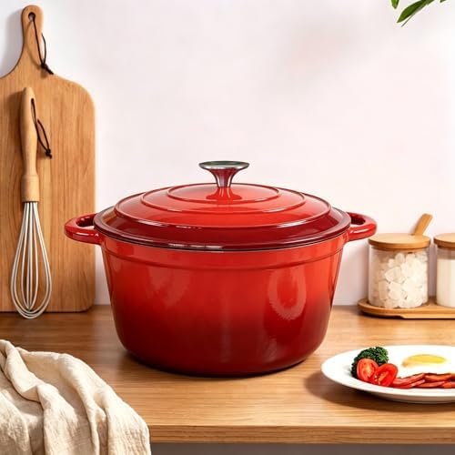 6 Quart Enameled Cast Iron Dutch Oven with Lid, Heavy Duty Cast Iron Pot for Braising, Stews, Roasting, Soup, Casseroles & Bread Baking, Nonstick Enamel Interior, Oven Safe to 500°F - Image 3