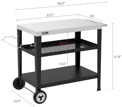 Royal Gourmet PC3404S Movable 3-Shelf Grill Table, Stainless Steel Tabletop - Image 3
