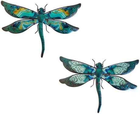 LIFFY Metal Dragonfly Wall Decor Set of 2 for Outdoor Garden & Home by LiffyArt
