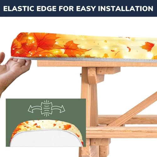CAPSCEOLL Fitted Picnic Table Cover with Bench Covers 6ft - Fall Maple - Image 3