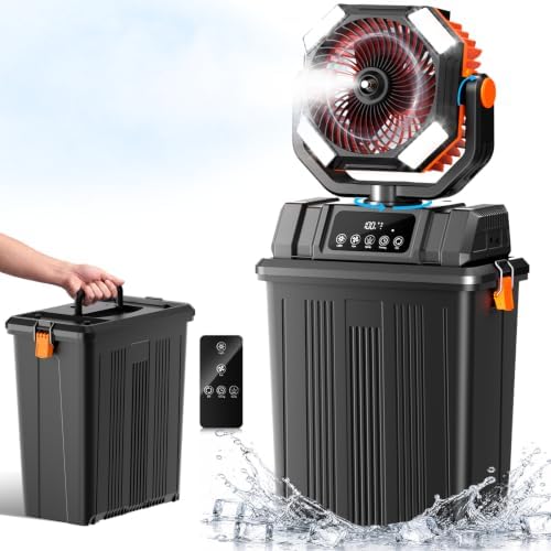 40000mAh Misting Fans for Outside, 15L Large Tank Portable Misting Fan, Battery Powered Outdoor Mister Fan with Remote & LED Light, Wide 270° Coverage for Camping Patio Backyard by Etholzonmistingfan