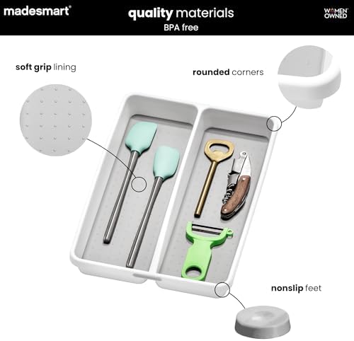 madesmart Classic 2 Compartment Compact Utensil Tray, White - Image 5