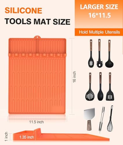 Silicone Grill Mat for Blackstone Griddle Accessories, 8-Slot Tool Mat - Image 3