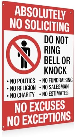 BEASTZHENG No Soliciting Metal Tin Sign for Home Tin Metal Wall Decor Do Not Ring Bell or Knock - Solicitation Sign for Front Door, House, Yard, Fence by BEASTZHENG