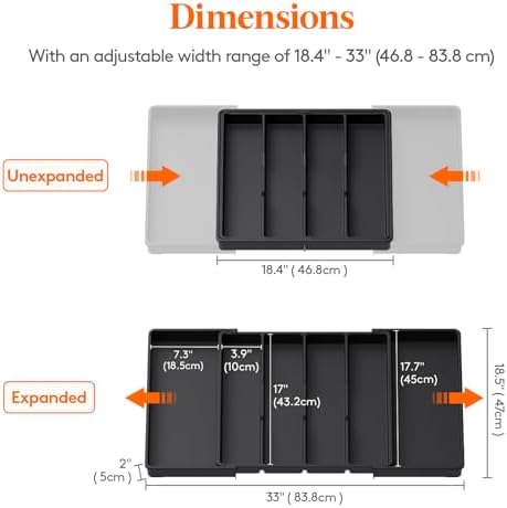 Lifewit Utensil Organizer for Kitchen Drawers, Expandable Utensil Tray - Image 3