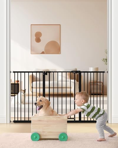 keny 29"-55" Extra Wide Baby Gate, Pressure Mounted No Drilling Dog Gate by keny