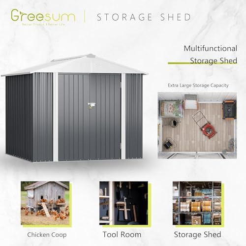 Greesum 8x6FT Outdoor Storage Shed, Gray - Image 4