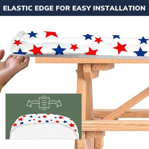 CAPSCEOLL Fitted Picnic Table Cover with Bench Covers 5ft - Stars - Image 5