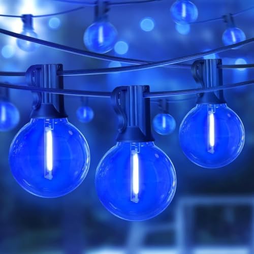 LAMPHOME 4-Pack 26Ft ST38 Outdoor String Lights, Blue LED Shatterproof Patio Lights with 12+1 Edison Bulbs, Perfect for Hanukkah, Bistro, Christmas & Party Decorations by ULL