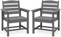 SERWALL Patio HDPE Dining Chairs Set of 2 with Arms, Grey by SERWALL