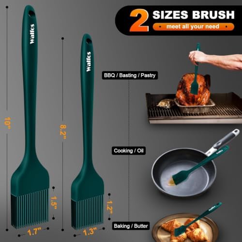 Walfos 600℉ Heat Resistasnt Basting Brush, BPA Free Silicone Pastry Brushes for Cooking, Spread Oil Butter Sauce for Baking Kitchen BBQ Grill, Dishwasher Safe, 2 Size (Large and Samll) - Image 2