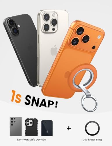 Lamicall for MagSafe Magnetic Phone Ring Grip, Super Magnet Orange Ring - Image 6