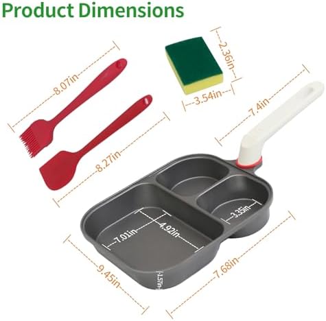Egg Pan, 3 in 1 Breakfast Skillet with Divided Sections for Eggs - Image 5