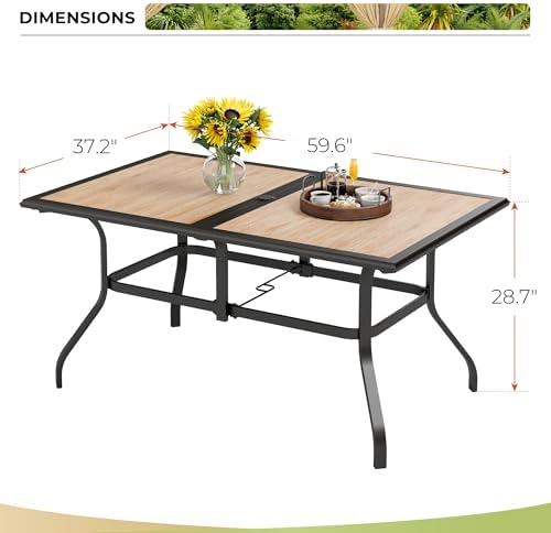 MIXPATIO Outdoor Dining Table for 6, Metal Table w/Umbrella Hole - Image 3