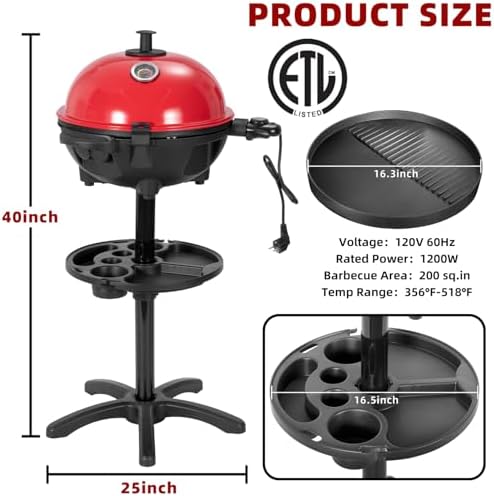 Electric Grill Outdoor/Indoor,Portable BBQ Grill with Nonstick Surface - Image 3
