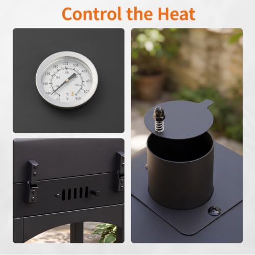 Outvita Charcoal Grill with 2 Side Tables, BBQ Grill with Lid & Chimney - Image 4