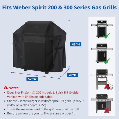 SunPatio Waterproof 52 Inch Grill Cover for Weber Spirit 200 & 300 Series - Image 2