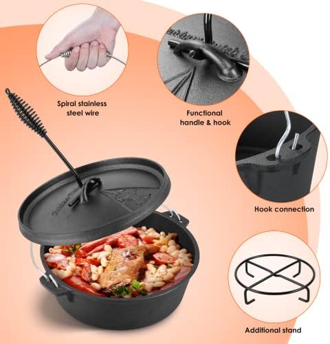 LIFERUN 6.2 Quart Cast Iron Dutch Oven Pot with Lid - Image 2