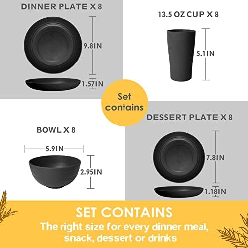 Teivio 32-Piece Plates and Bowls Sets for 8, Kitchen Dish Dinnerware Sets - Image 2